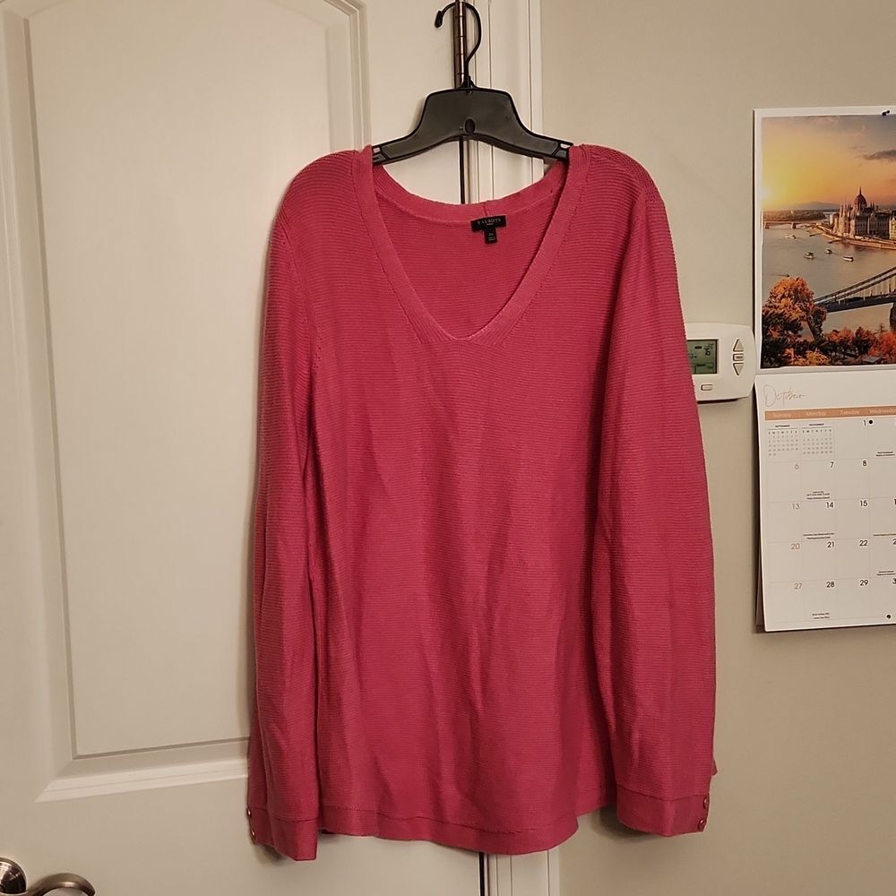 Talbots Bright Pink V-Neck Sweater Size 2XL